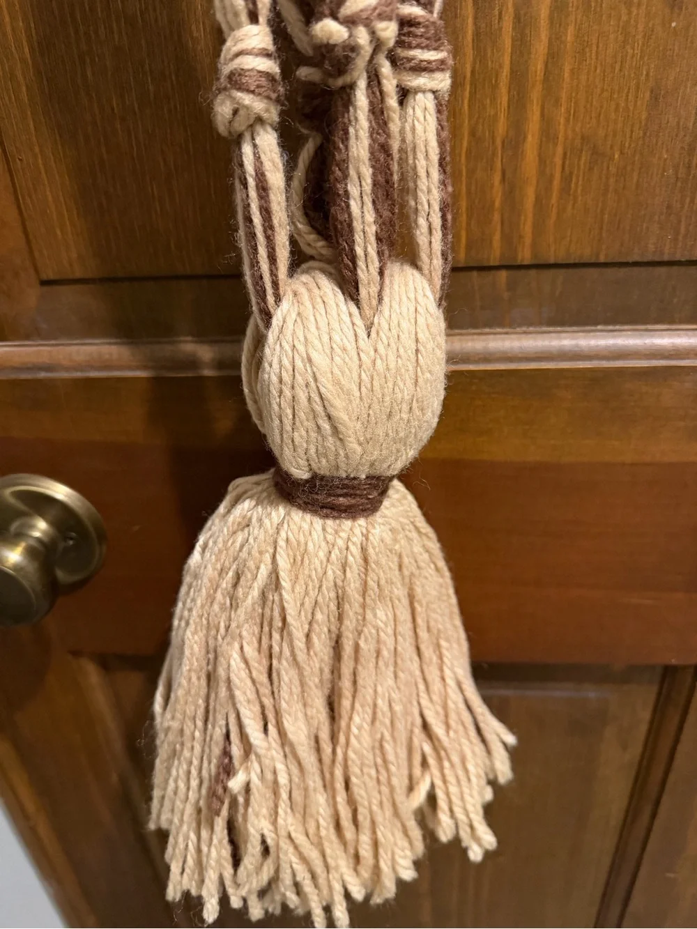 Handmade Macramé Wall Tassel in Beige